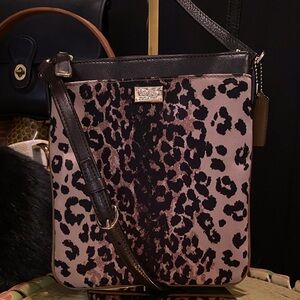 Coach Leopard Print Swing Pack Slim N/S Crossbody Bag